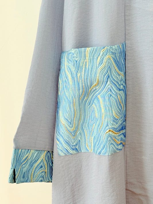 Azure Brocade Abaya